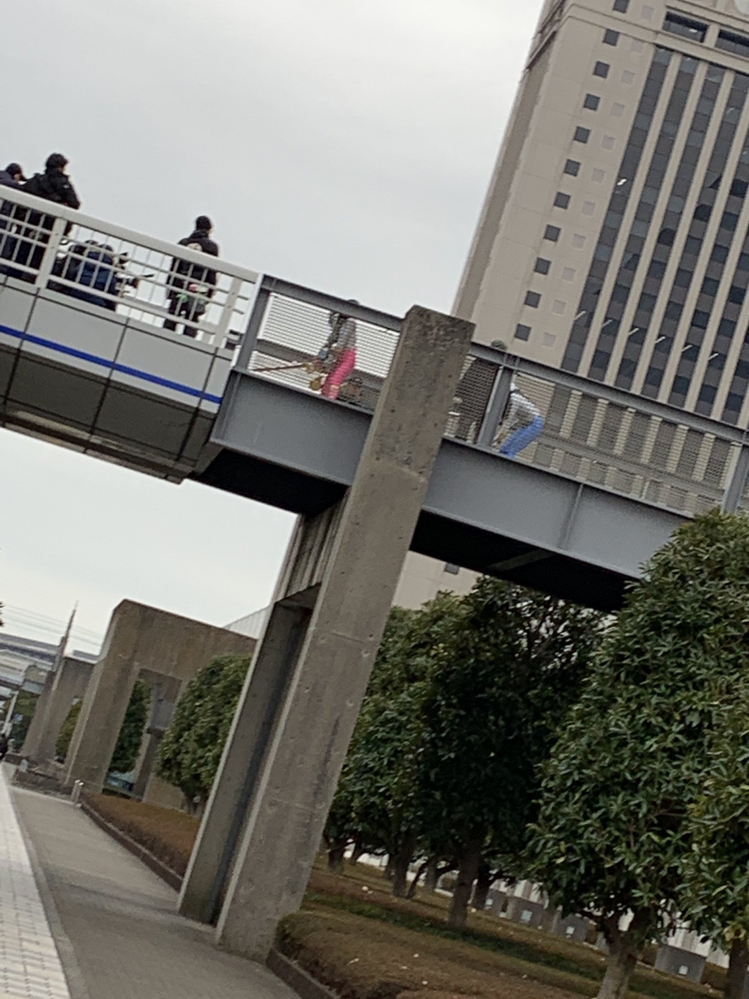 ネタバレ リュウソウジャー撮影バレ画像 リュウソウブルーとリュウソウピンクが陸橋の上でアクション ニチアサエイト